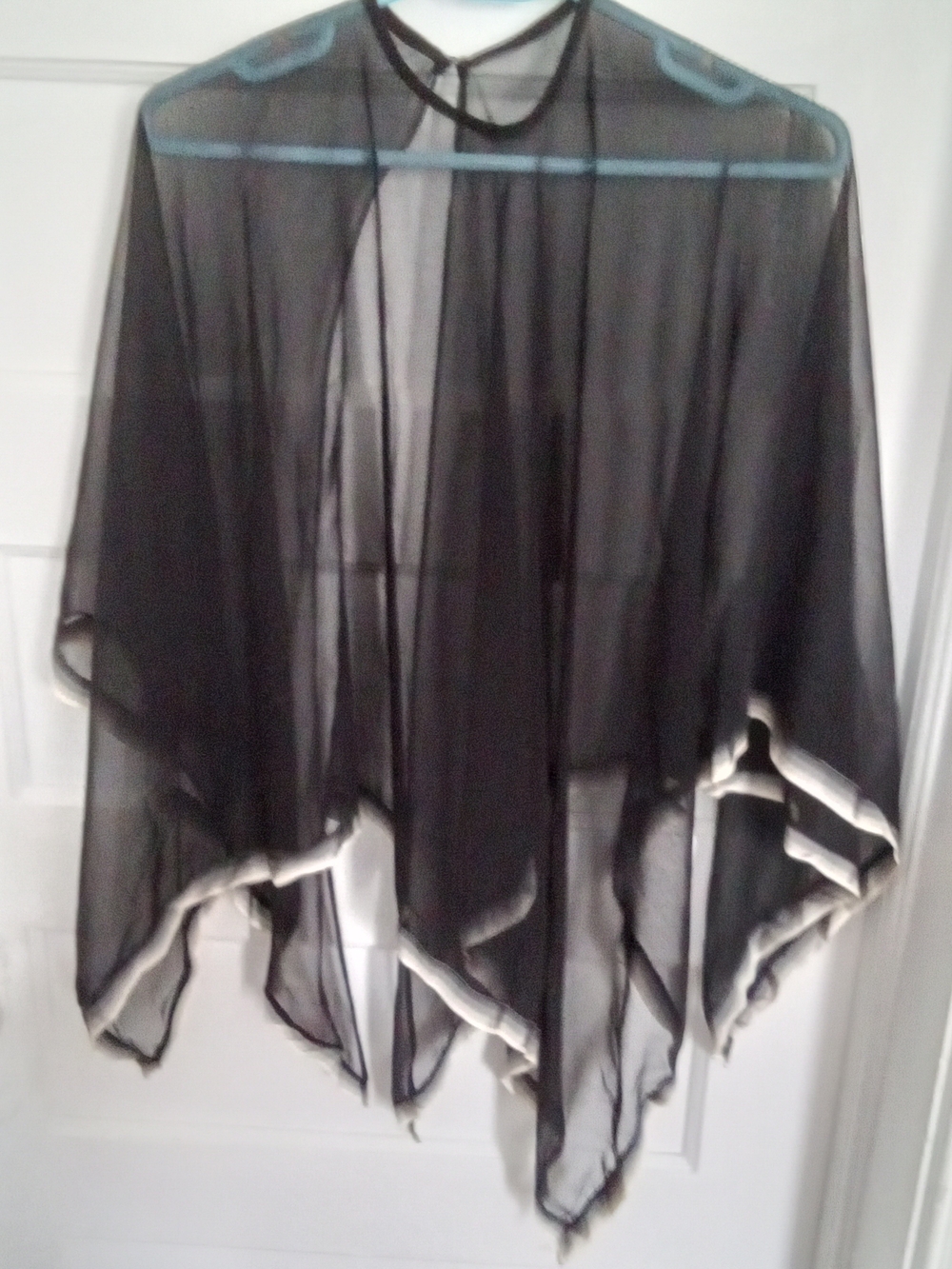 Source Unknown Black Sheer Scarf with Cream Trim